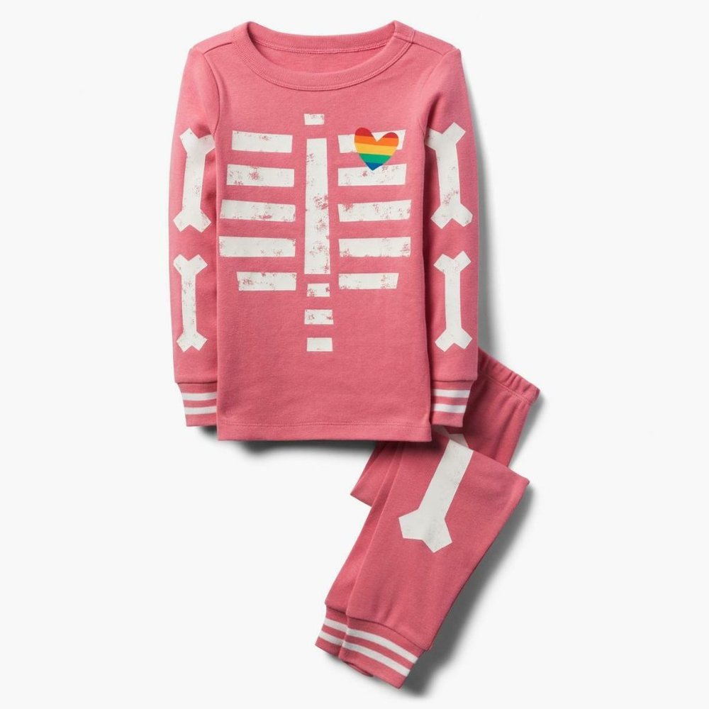 NWT Gymboree Skeleton Pajama Girl Glow in the Dark 2018 Pink Halloween